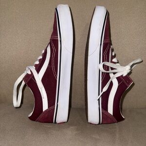 Vans Burgundy and White Sneakers